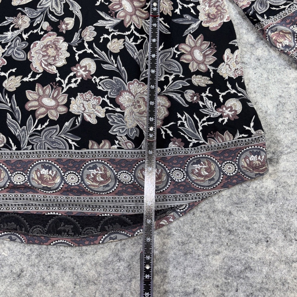 Lucky Brand Blouse Women's 1X Dark Floral V-Neck Boho Cottagecore Artsy - Picture 8 of 11